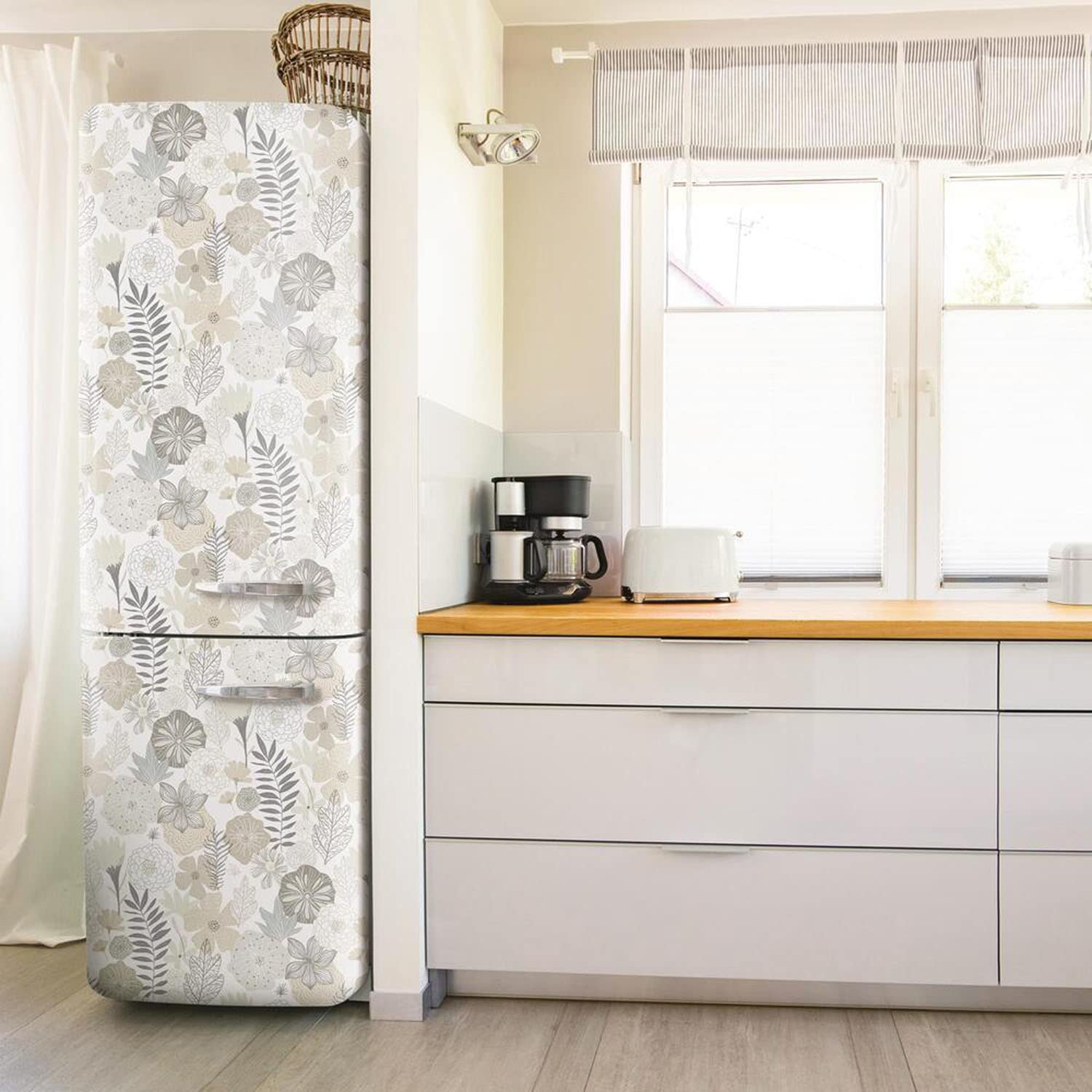 RoomMates RMK11326WP tapeta z wieloletnimi kwiatami do ściągania i naklejania, beżowa