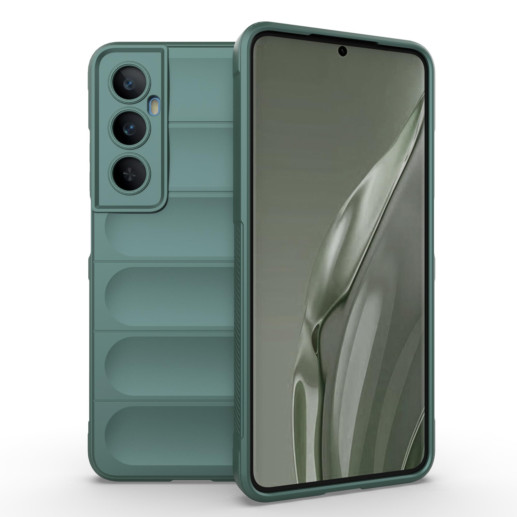 Liquid Silicone Case for Realme C65 4G with Anti-Germ Protection and Microfibre Lining, Silicone Cover 360° Shockproof, Green