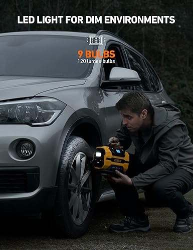 Miniatura 3 de AstroAI Inflador de neumáticos, motores de metal duales portátiles y portátil inalámbrico ultraligero