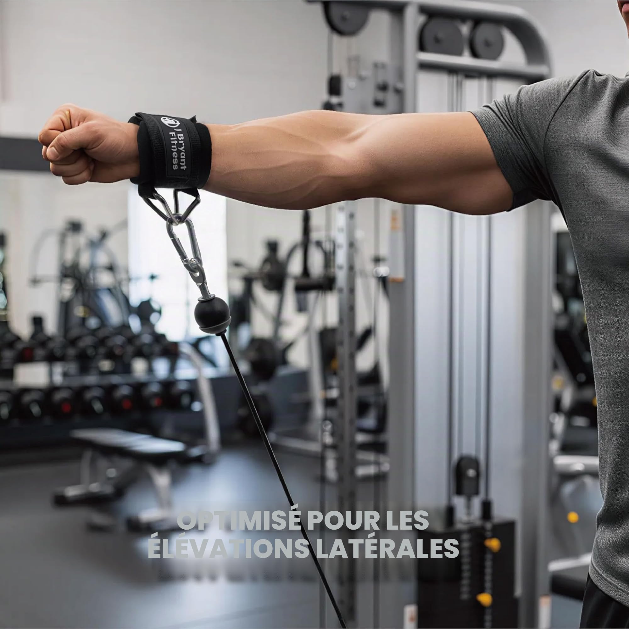 J Bryant Sangles de Poignet Rembourrées en Néoprène – Système de Bracelets Réglables avec Anneaux Métalliques Triangulaires pour Machines à Câbles, Bandes de Résistance & Entraînement de Force