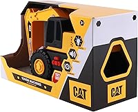 Vista 3 de CAT Juguetes de construcción, máquinas resistentes, excavadora de juguete, 10 pulgadas con luces y sonidos realistas, acción retumbante, piezas