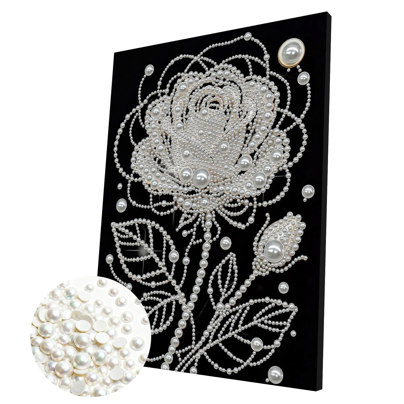 DIY Pearl Painting Kit with Wooden Frame, 3D Plastic Pearl Gemstone Ocean Art Craft for Adults Beginners, Diamond Art Kits for Adults, Home Wall Decor Ready Gift for Women(Roses)(30 * 40cm)