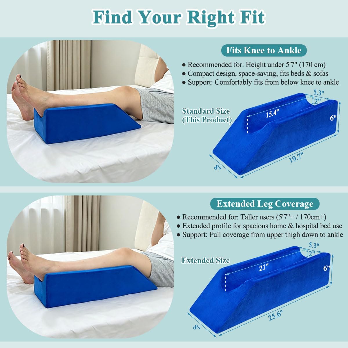 Leg Elevation Pillow for After Surgery, Leg Elevating Bed Wedge Pillow, Knee Surgery Recovery Equipment, Foam Leg Ankle Knee Pillows for Sleeping, Legs Foot Support for Blood Circulation, Swelling