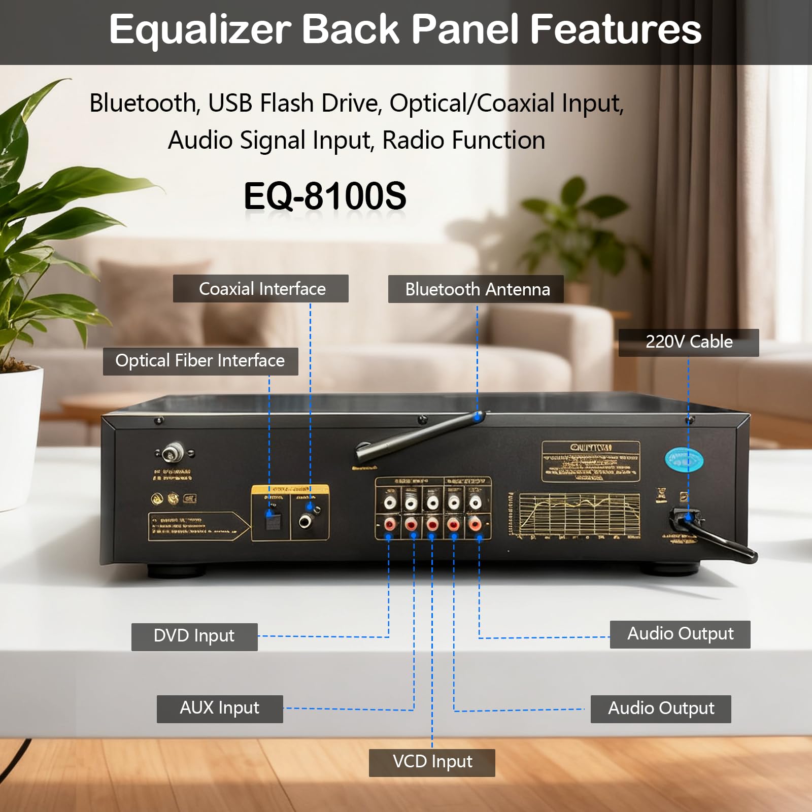 Equalizer, 31-Band Stereo Graphic Equalizer Professioneller Spectrum Analyzer Soundprozessor Soundsystem Rauschunterdrückung Klangoptimierung für Musikdarbietungen Aufnahmestudio