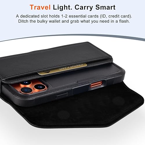 Miniatura 7 de Funda de cuero para teléfono celular con tarjetero y clip para cinturón para iPhone Pro 17 16 15 14 13 12 16e, Samsung Galaxy S25 S24 S23 S22,