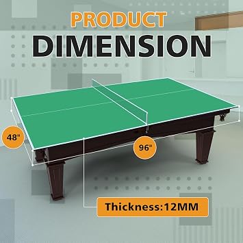 8ft Green Mid-Size Ping Pong Conversion Top Foldable & Portable Table Tennis Table Top for Indoor Games(Green)