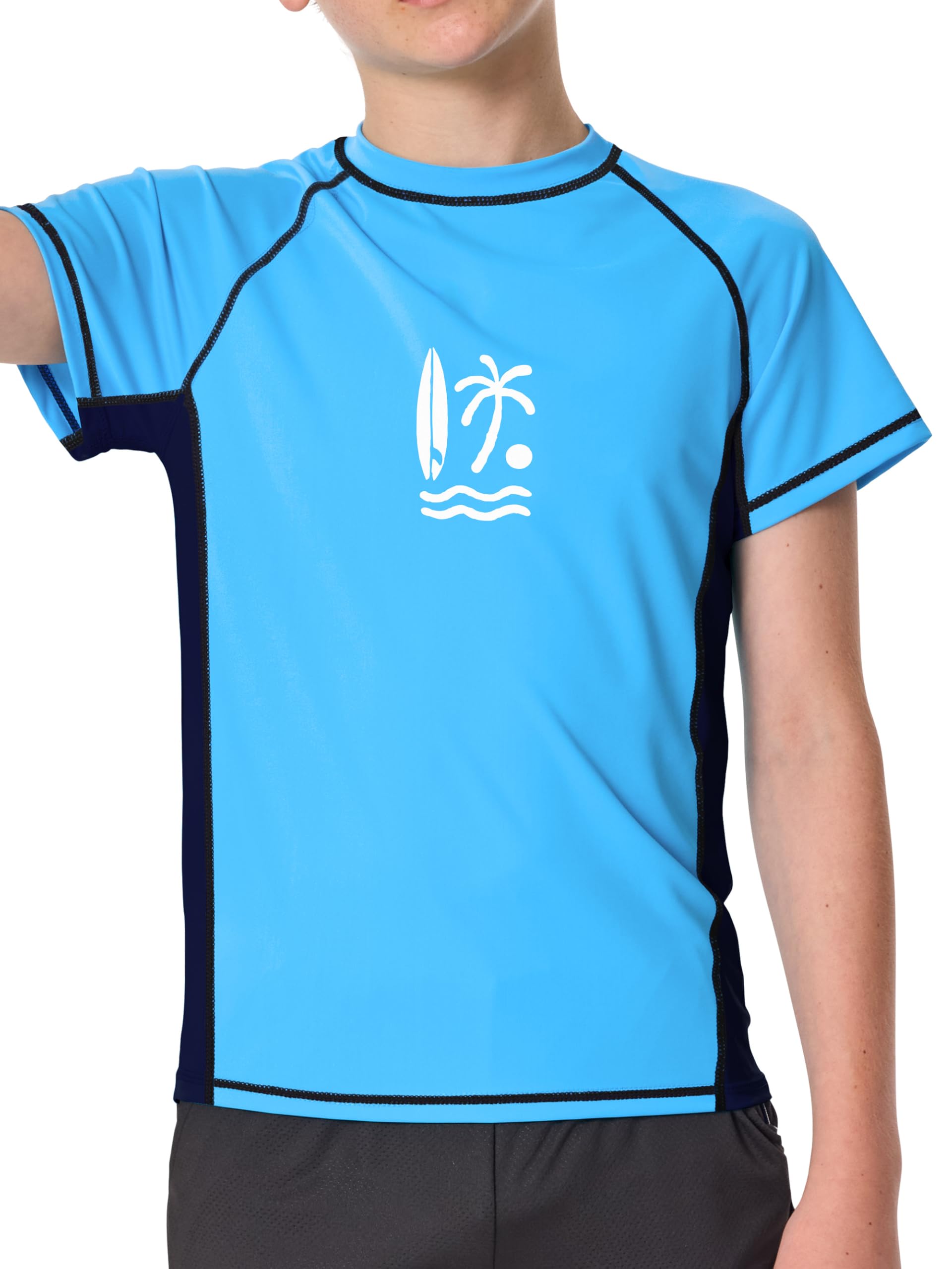 IHU Kinder UV Shirt UPF 50+ Jungen Badeshirt Schwimmshirt | UV-Schutz, Weich Und Bequem, Schnelltrocknend, Leicht Und Atmungsaktiv, Ideal Für Outdoor- Und Wasseraktivitäten
