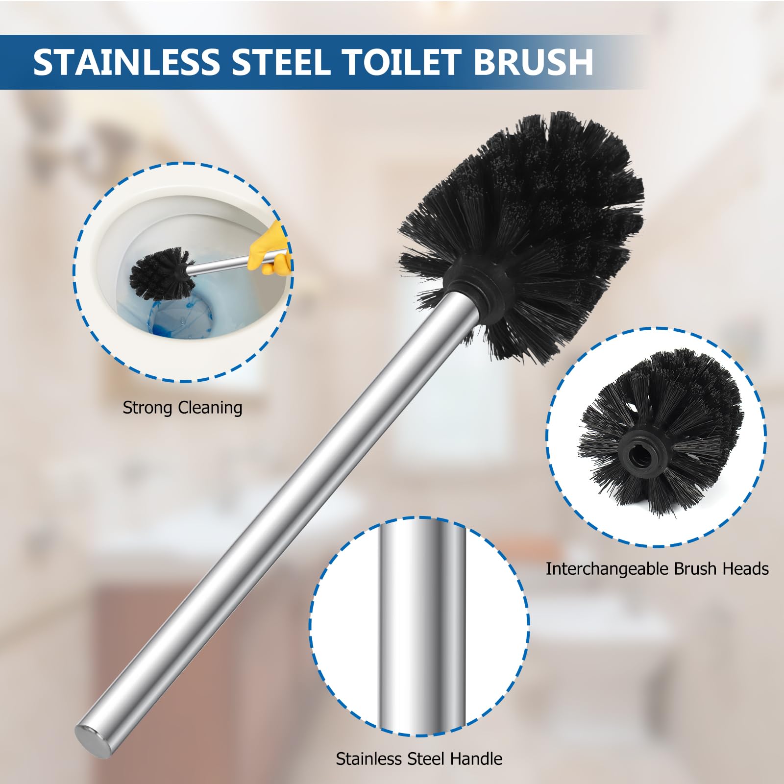 Piantana Porta Rotolo E Porta Scopino Per Il Bagno Inox Cromo Lucido Serie Pianosa - Foto 3