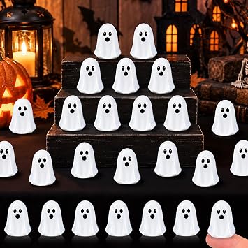 60 Pcs Halloween Mini White Resin Ghost Figures Miniature Figurines
