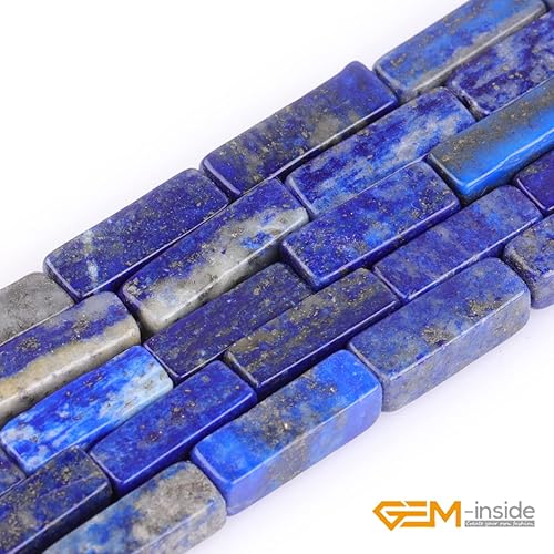 Miniatura 4 de GEM-Inside - Tubo cuadrado rectangular de jaspe lapislázuli azul natural de 0.157 x 0.512in, cubo de columna cuboide, cuentas de piedra de chakras