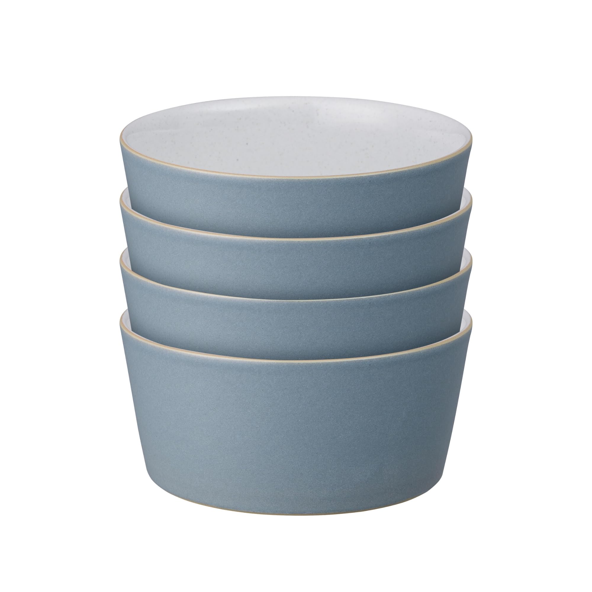 Denby Blue - Impression Straight Rice Bowls Set Of 4 - Dishwasher Microwave Safe Modern Crockery - Ceramic Stoneware Tableware