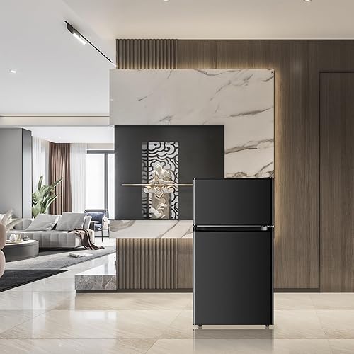 Miniatura 7 de Mini refrigerador con congelador, 3.2 pies cúbicos, mini refrigerador compacto de 2 puertas con congelador separado para dormitorio, oficina,