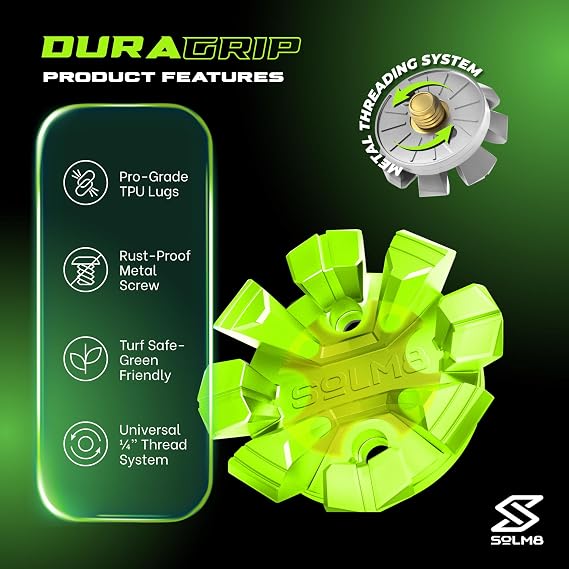 SOLM8 Golf Shoe Replacement Spikes - Metal Screw Threading Dia 14 Inch/6mm Easy to Install on Cricket & Golf Cleats (Spanner Included)