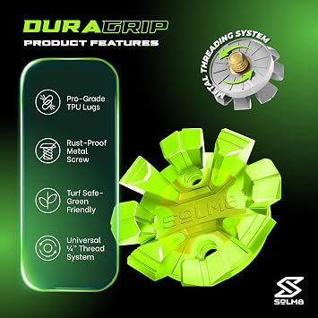 SOLM8 Golf Shoe Replacement Spikes - Metal Screw Threading Dia 14 Inch/6mm Easy to Install on Cricket & Golf Cleats (Spanner Included)