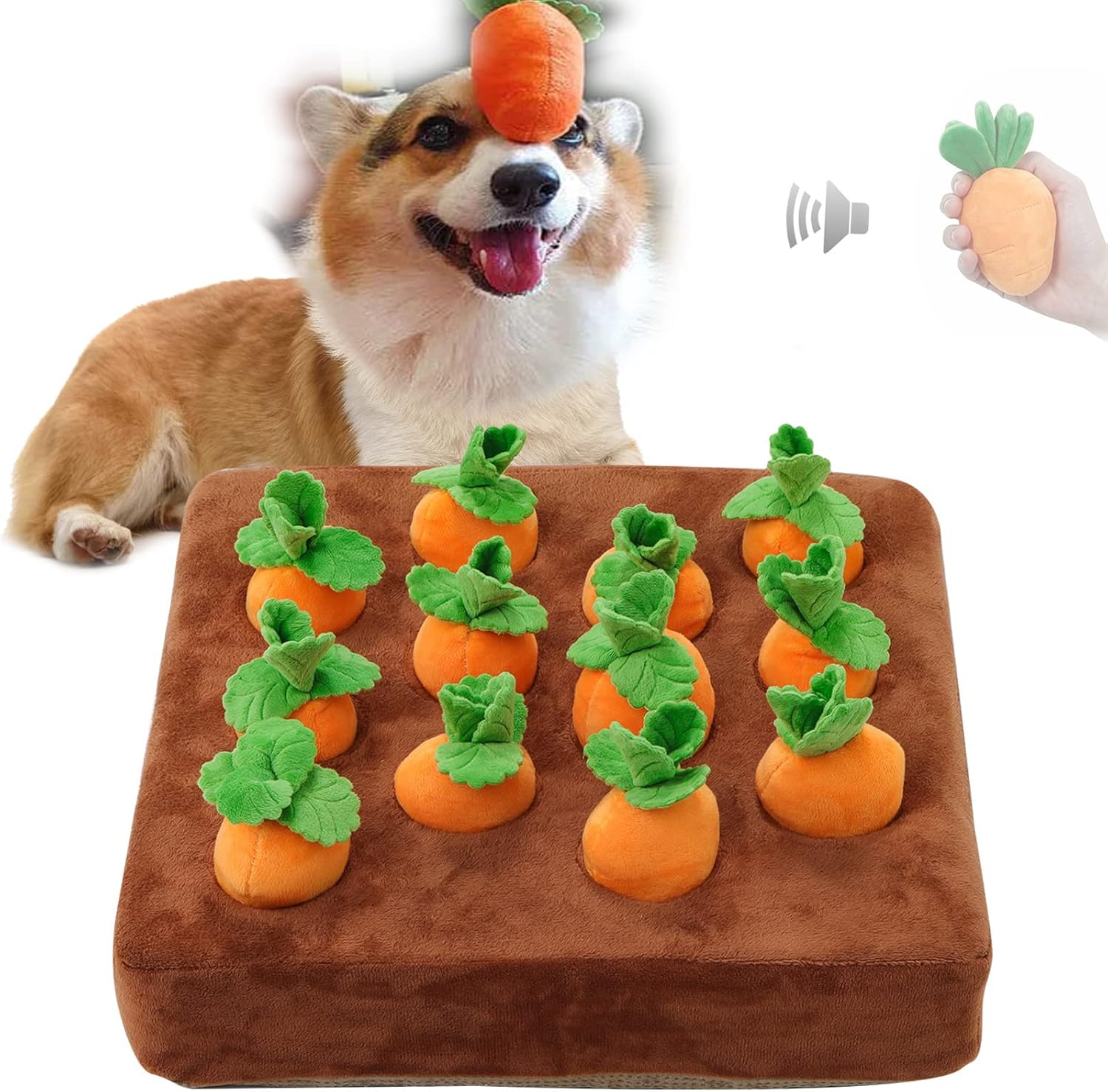 Pet Supplies KAHOHT Carrot Snuffle Mat for Dogs，Hide and Seek Squeaky