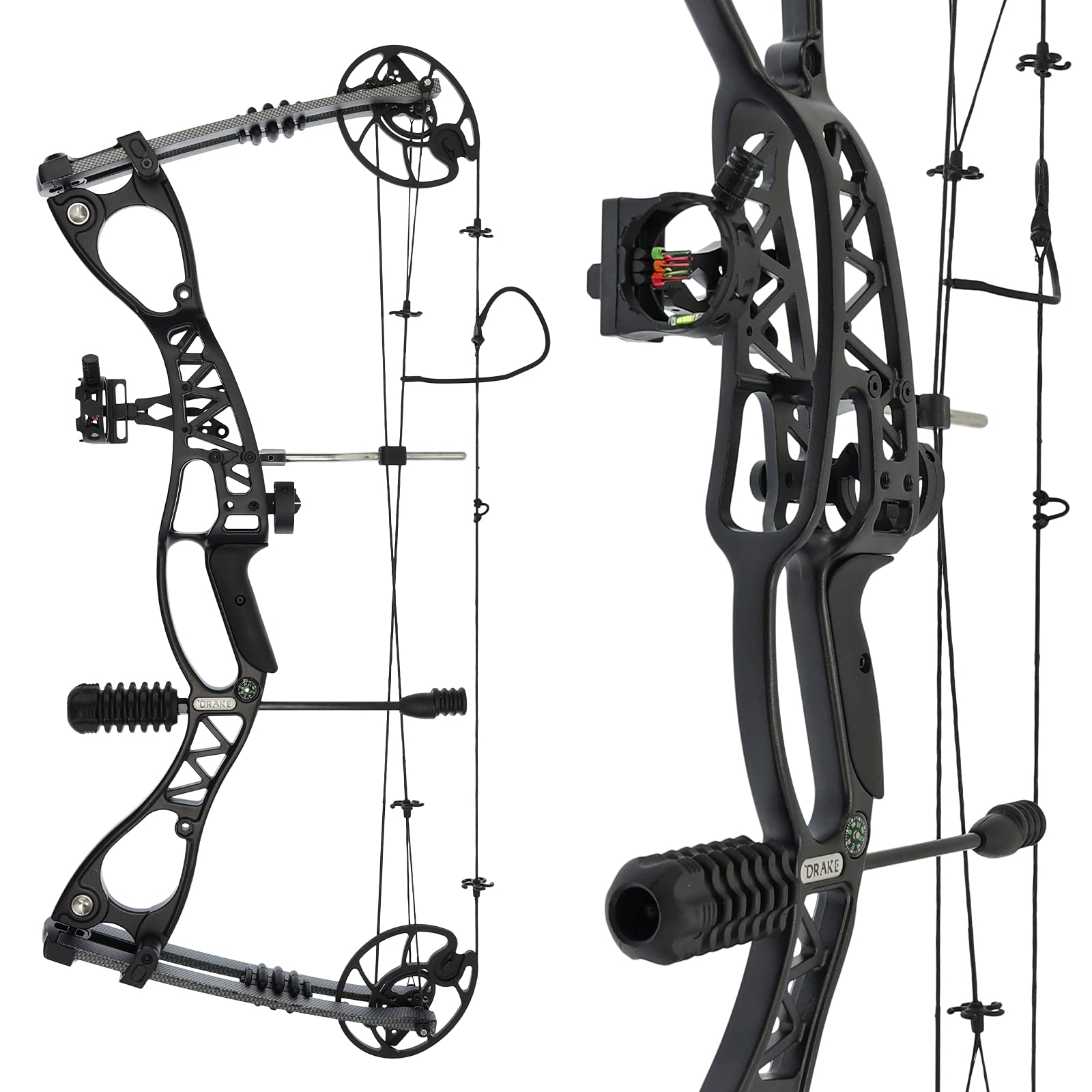 Drake Pathfinder Starter Compoundbogen Set RH 40–65 lbs einstellbar 320fps | Bogenschießen Kit mit Zubehör für Erwachsene Jugend Anfänger Jagdbogen