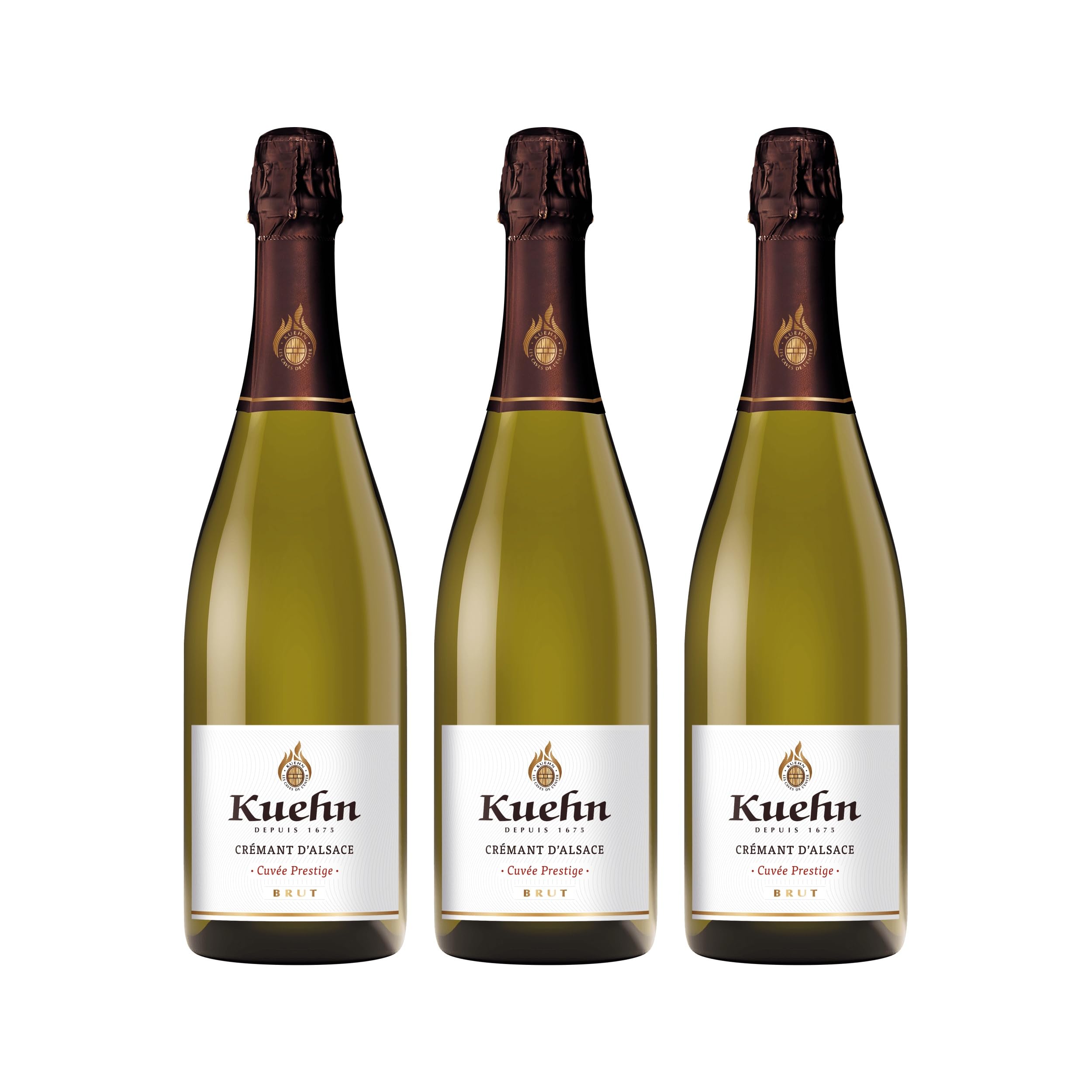 Maison Kuehn Crémant Brut Prestige brut Weisswein Schaumwein Frankreich inkl. FeinWert E-Book (3 x 0.75 l)