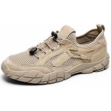 Men's Hiking Shoes Leather Low-Top Wide Fit Mesh Climbing Trekking Footwear Waterproof Casual for Outdoor Walking