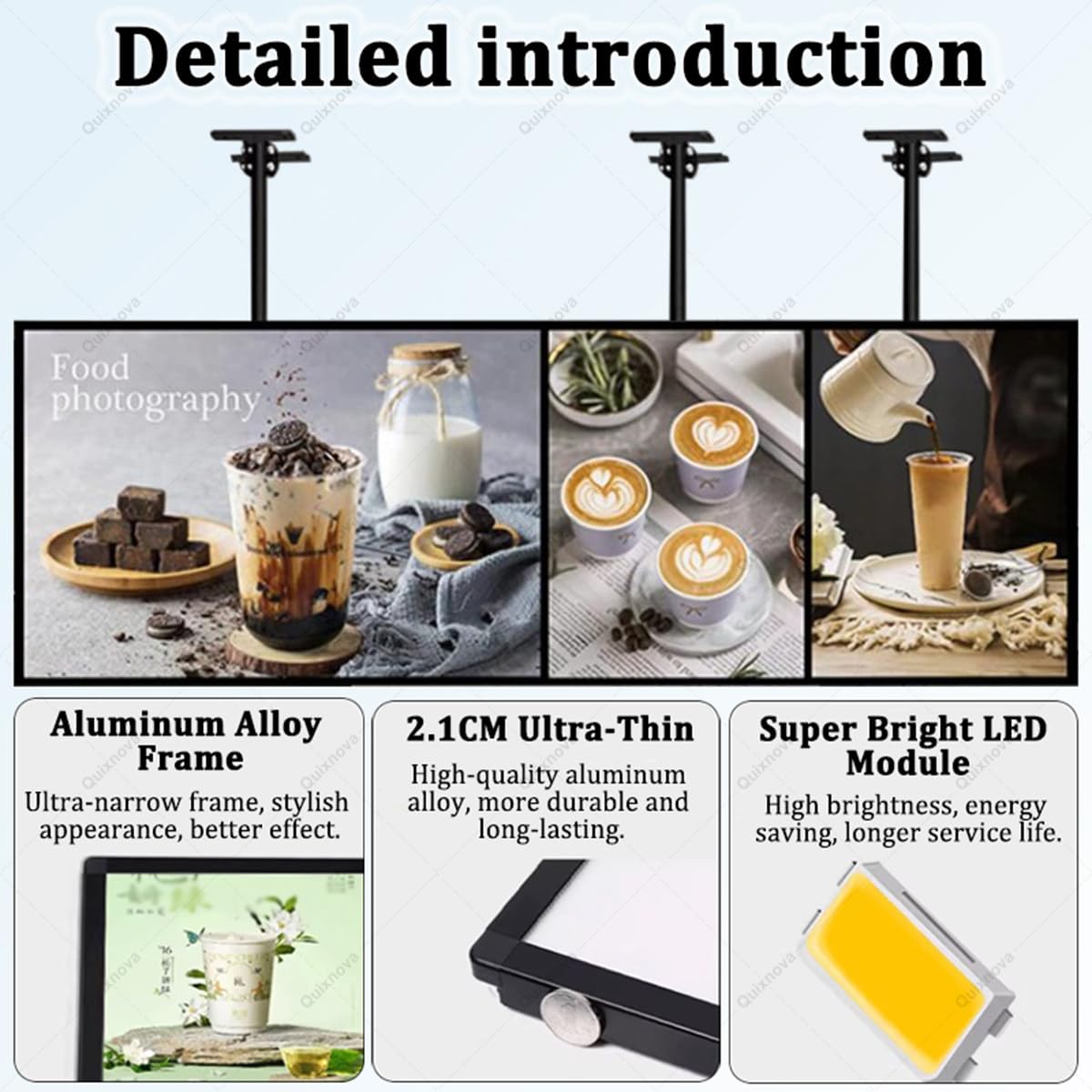 Tablero publicitario con Caja de luz LED para Tiendas, Tablero de menú retroiluminado Ultrafino para restaurantes y Tiendas, Pantalla LED Horizontal/Vertical HorizontalScreen-30×40cm