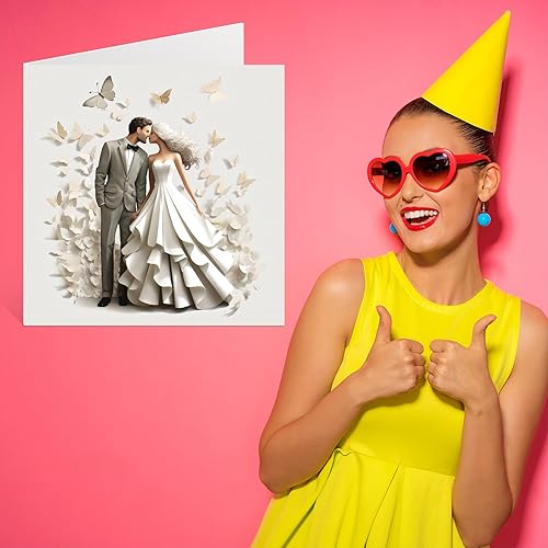 Miniatura 7 de Stuff4 Tarjetas de compromiso para parejas  Mariposas  Regalos de felicitación de boda feliz, tarjeta de felicitaciones bien hechas, tarjetas de