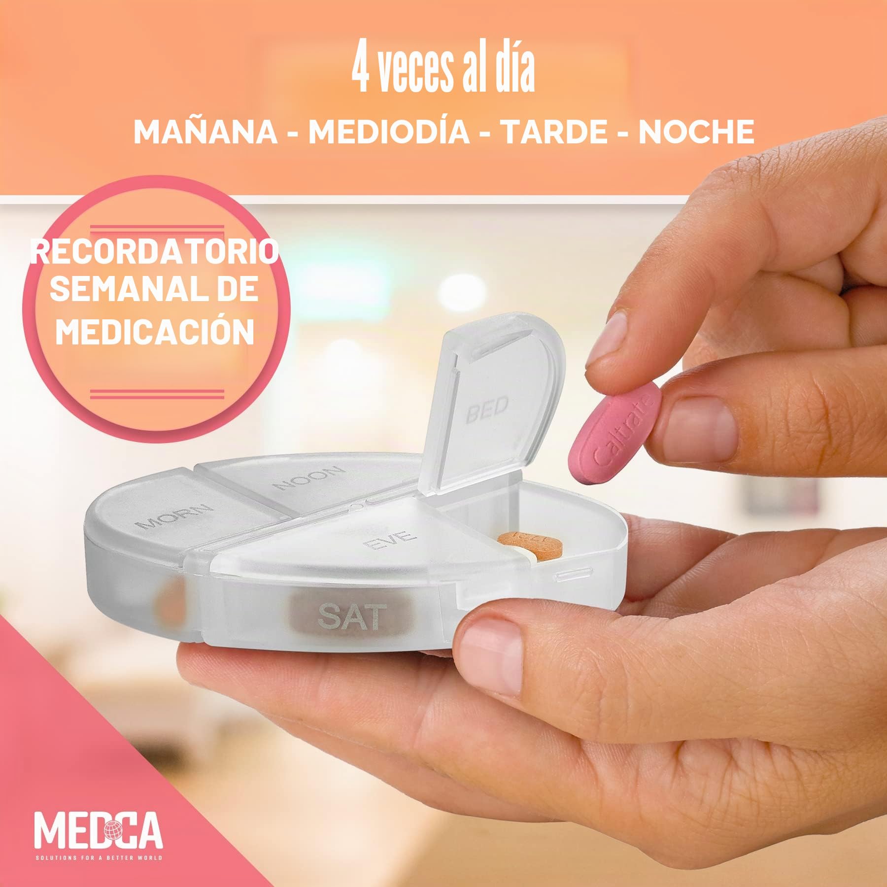 Organizador de píldoras diario apilable, recordatorio semanal de medicamentos con 7 cajas de apilamiento individuales