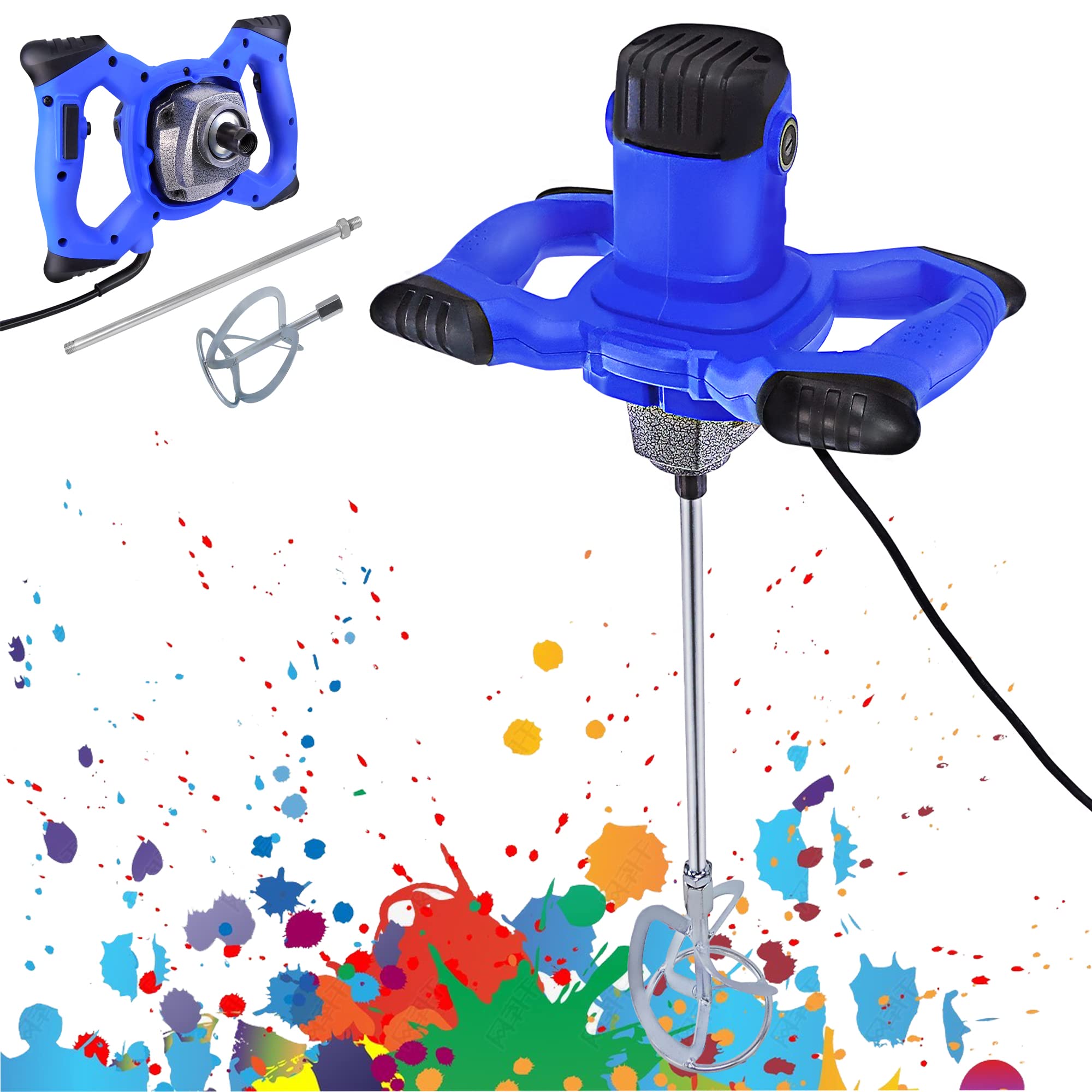 2600W Mezclador Eléctrico de Mortero de 6 Velocidades, para Agitar Mortero de Pintura de Lechada de Cemento, 6 velocidades ajustables, 120mm M14 de Diámetro, 1700U/min