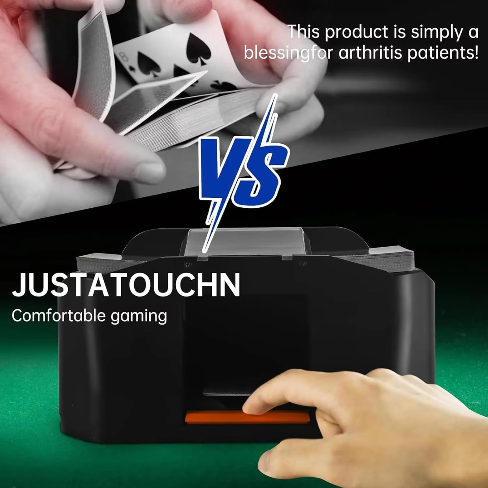 Shuffler automatico di carte, 1/2-Deck ricaricabile elettrico Card Shuffling Machine con motore a basso rumore, USB-C One-Press Operazione per Poker, Blackjack e Bridge