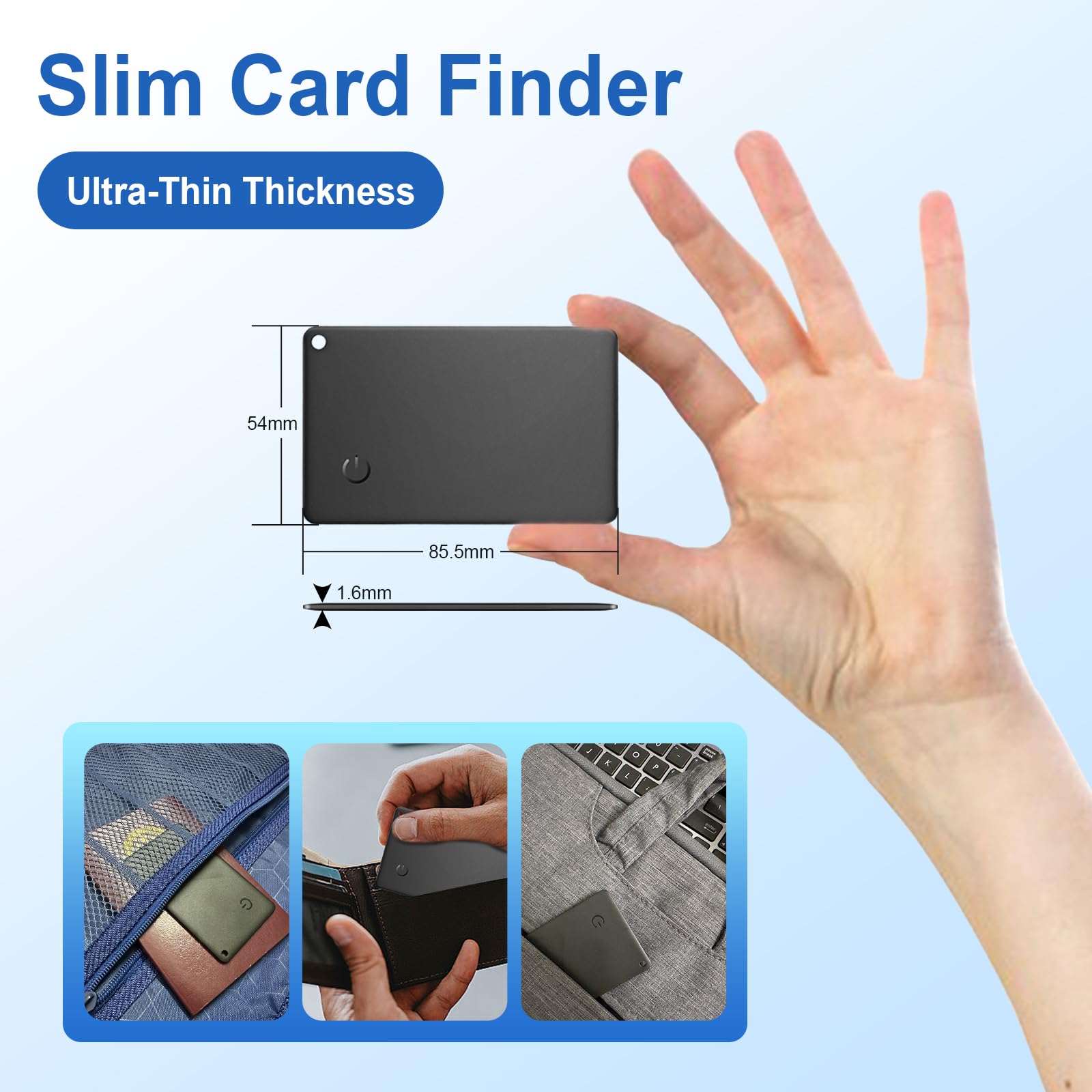Tarjeta de rastreador de monederos, 2 unidades, buscador de billetera recargable, Find My (solo iOS), rastreador de teléfono móvil, IP67 resistente al agua, clasificador de objetos para