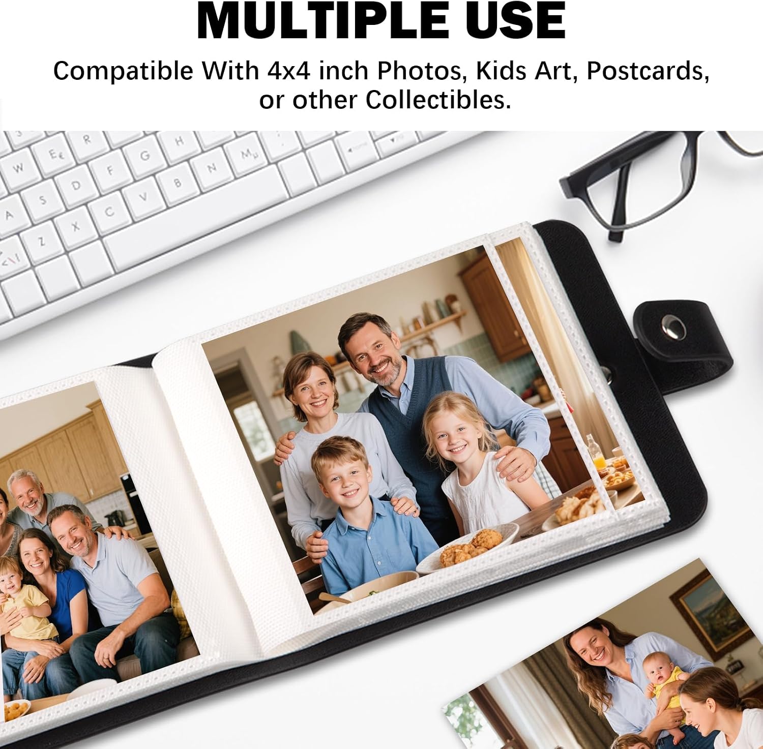 2 Pack Small Photo Albums 4X4 Pictures, 128 Photos Total, Black