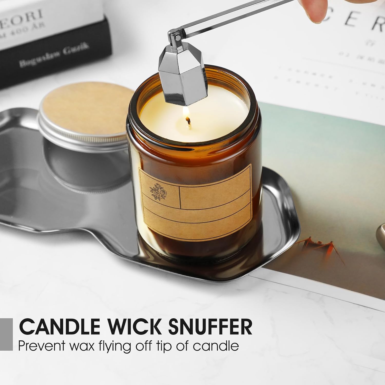 PATOISE Candle Wick Trimmer, Candle Snuffer, Wick Dipper and Tray Holder image 3