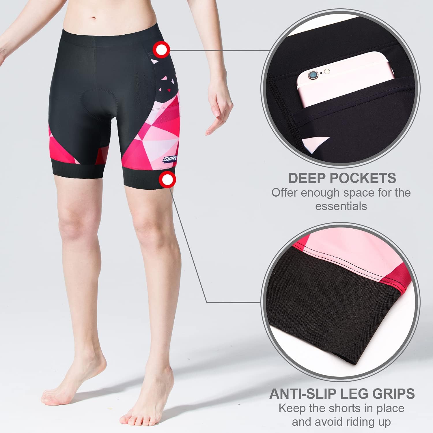Cycling Shorts for Women Padded Bike Shorts with 3D Padding Biking Bicycle Shorts Pockets for Women - Image 4