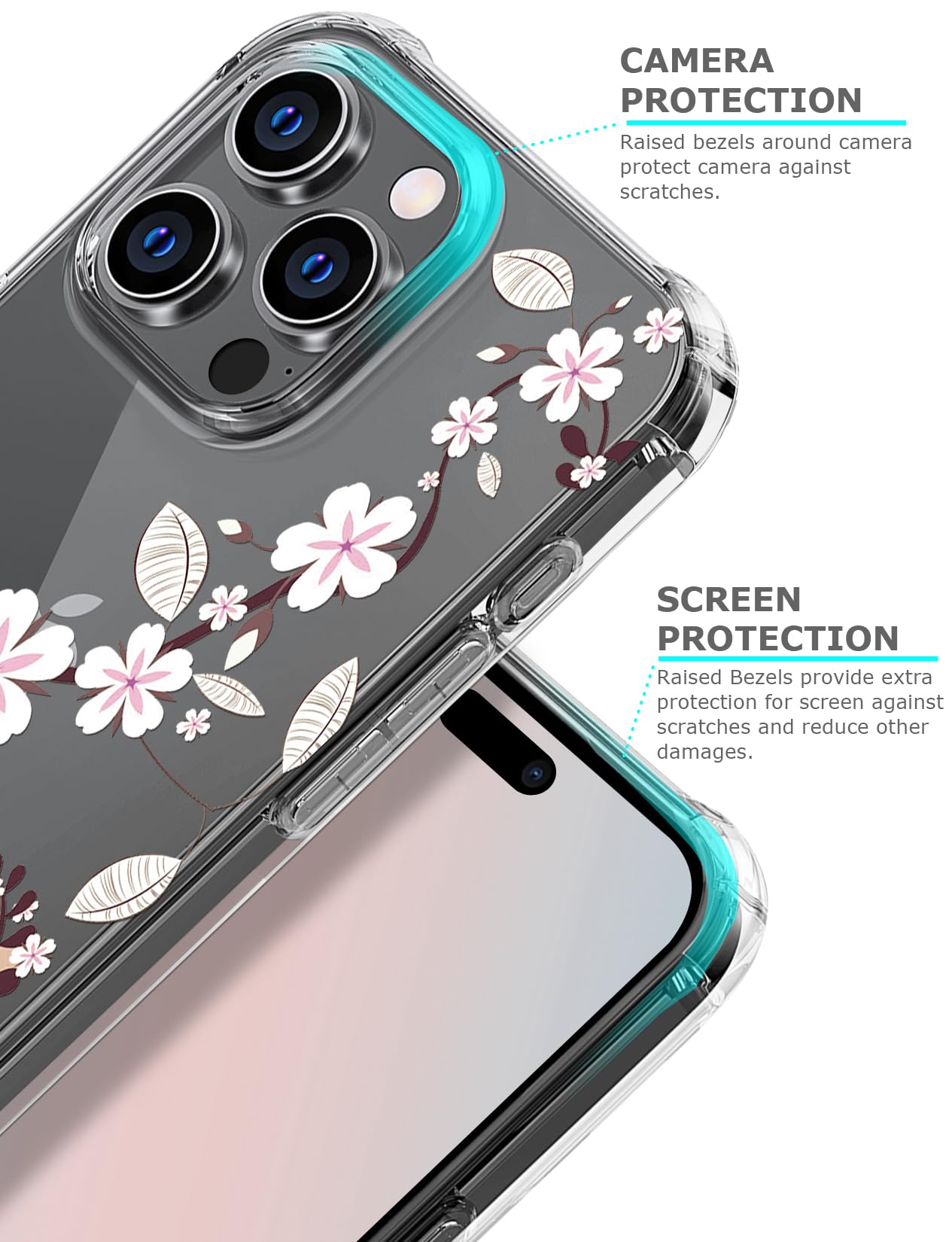 Amazon.co.jp: GREATRULY 花柄 クリアケース iPhone 15 Pro Max
