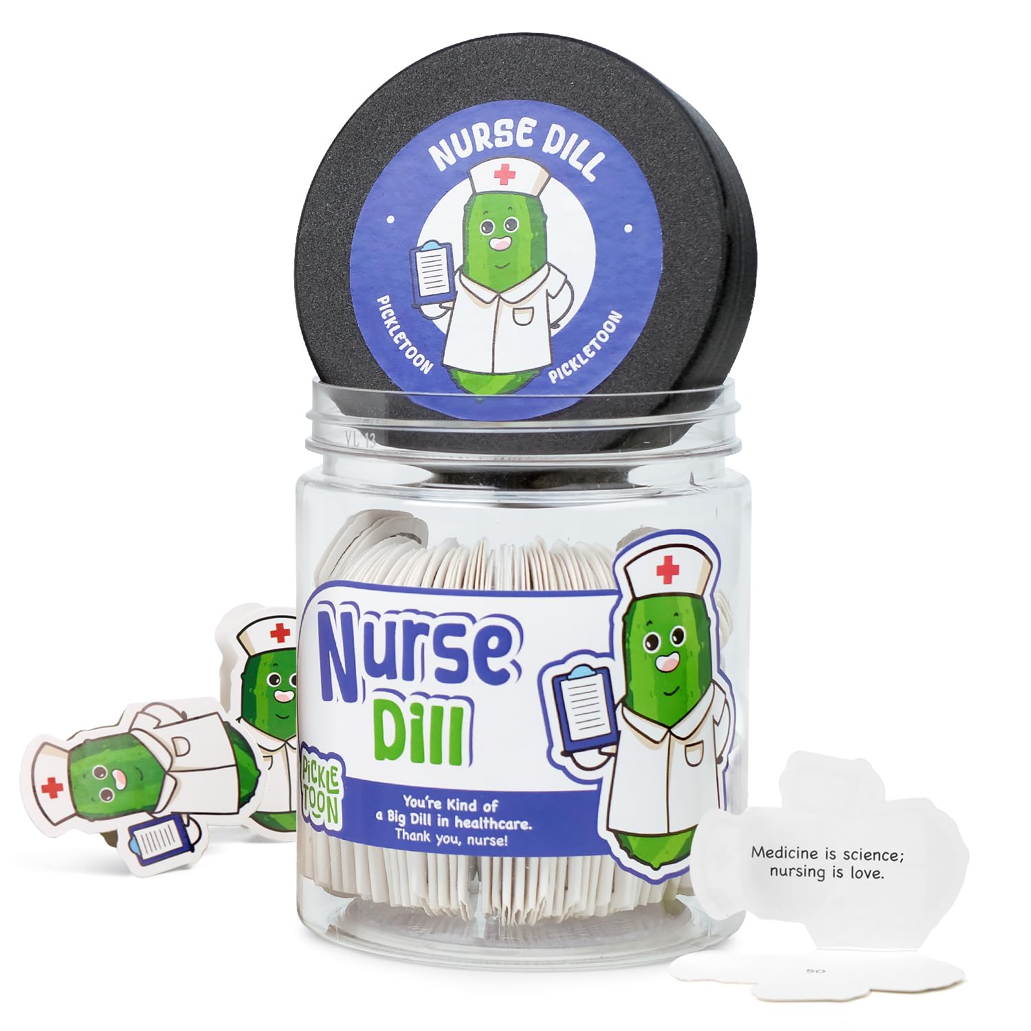 Emotional Support Positive Pickle Jar (NURSE DILL) – Nurse Appreciation Gifts, 60 Affirmation Cards for RNs, Thank You Registered Nurse Gift, Nurse Week Desk Decor &amp; Stocking Stuffers