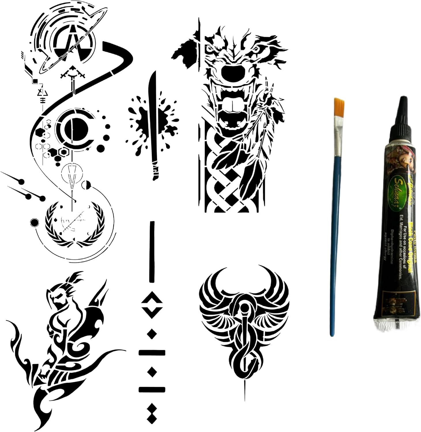 Fantastik Karizmatik Modeller Hint Kınasıyla Geçici Dövme Yapma Kiti