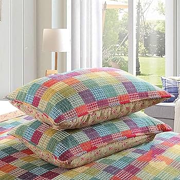 Amazon｜幾何学模様パッチワークキルトベッドカバー3点