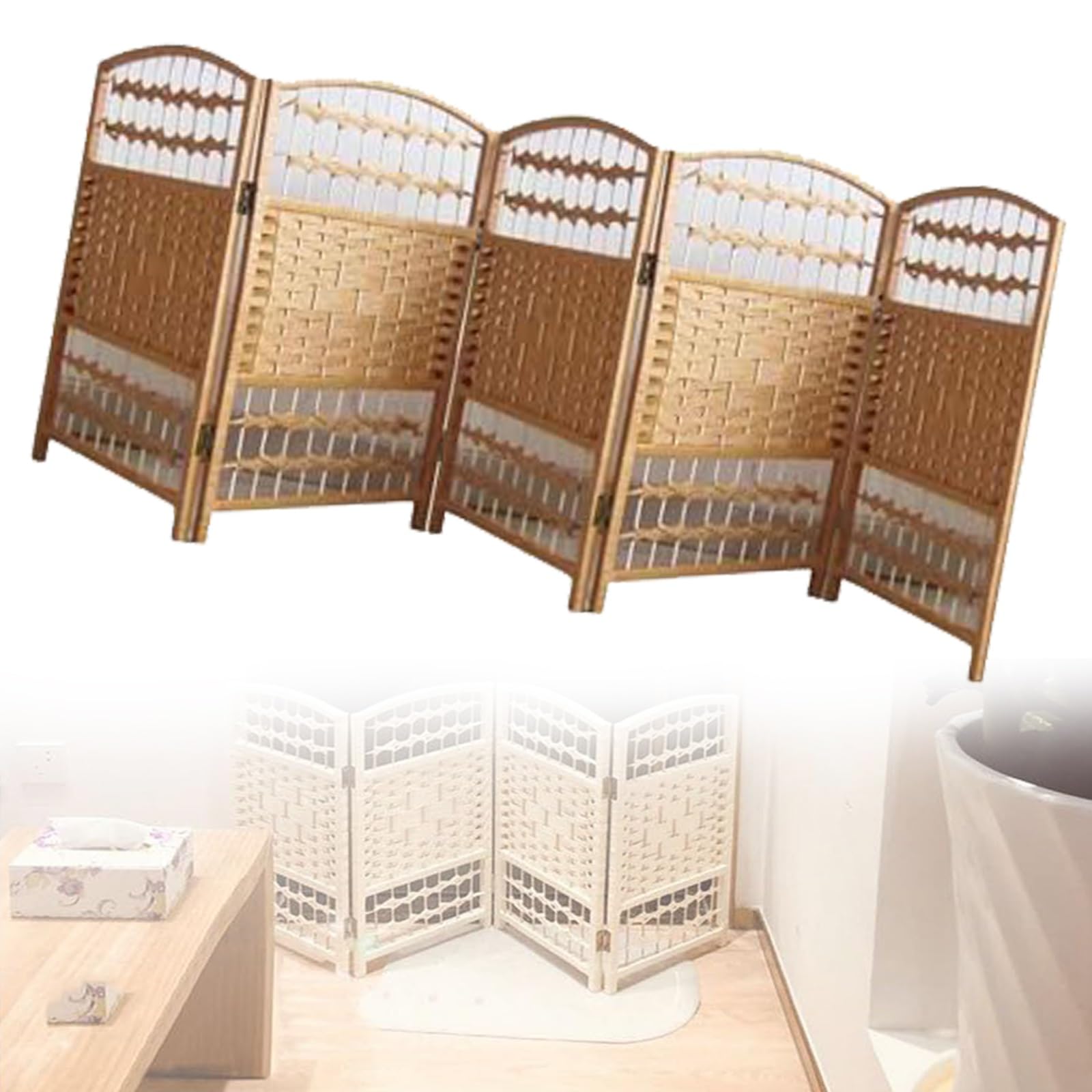 Séparateur de pièce pliable en fibre tissée losange de 120 cm de hauteur pour patios et écoles