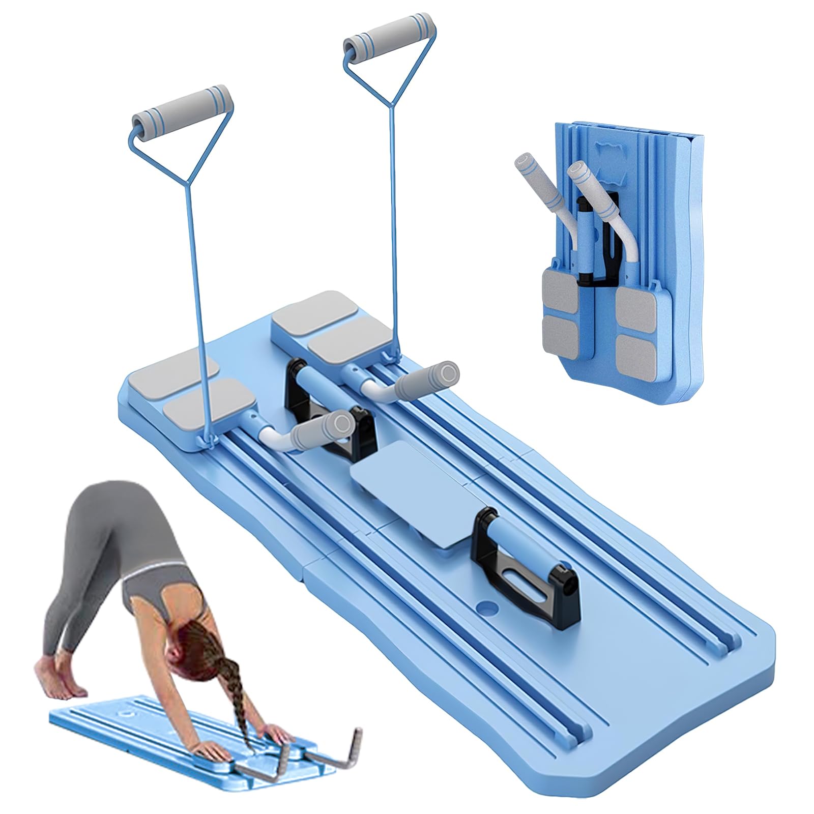 Upgraded Pilates Reformer Machine for Home 2025, Foldable Pilates Reformer Full Body Fitness Board, Multifunctional Abdominal Board, Ab Roller Board Workout Trainer (Blue)