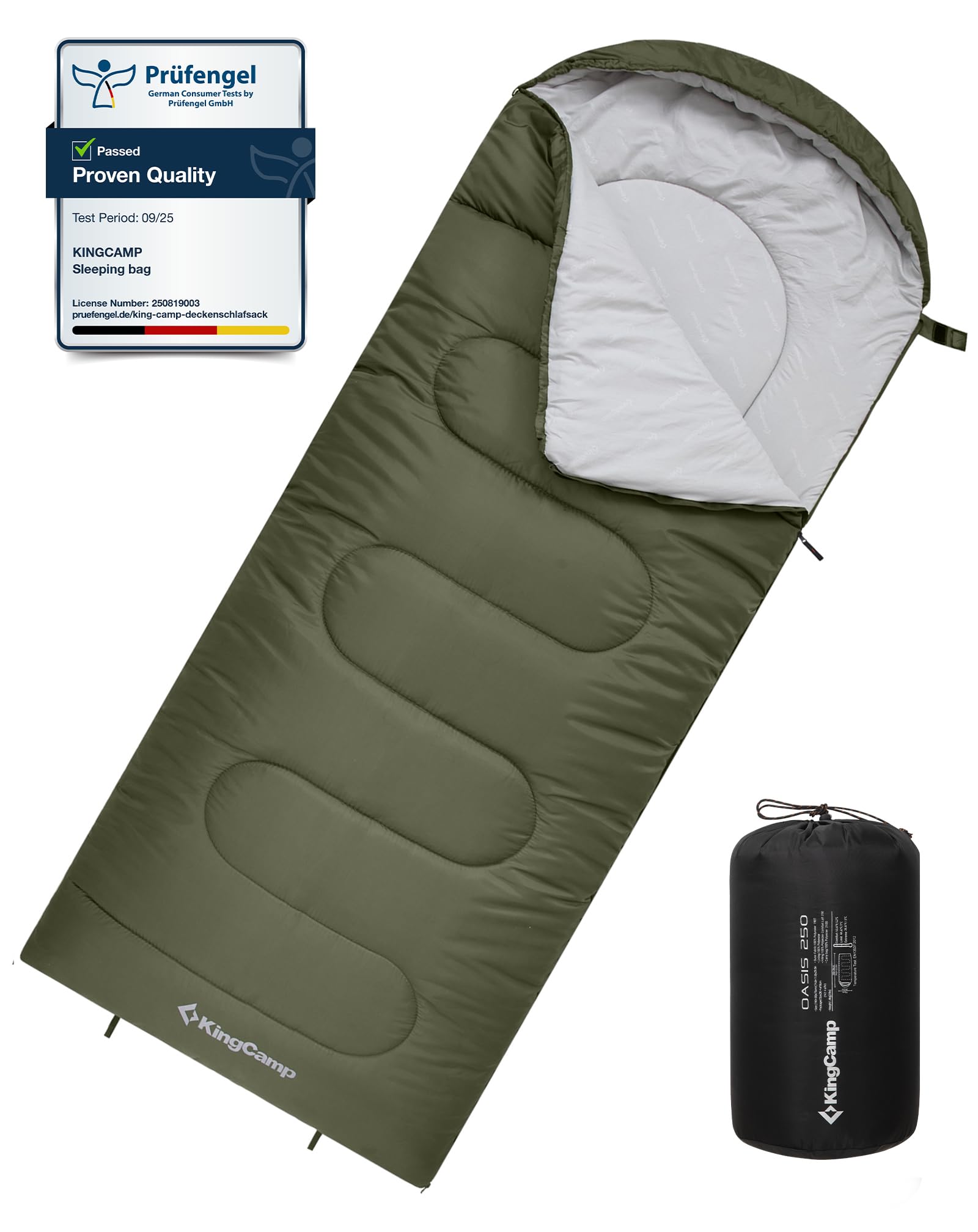 KingCamp Saco de Dormir Oasis 3-4 Estaciones Impermeable y Ligero para Camping (Niños y Adultos) - Conectable Izquierda/Derecha para Saco Doble, Ideal para Viajes y Actividades al Aire Libre