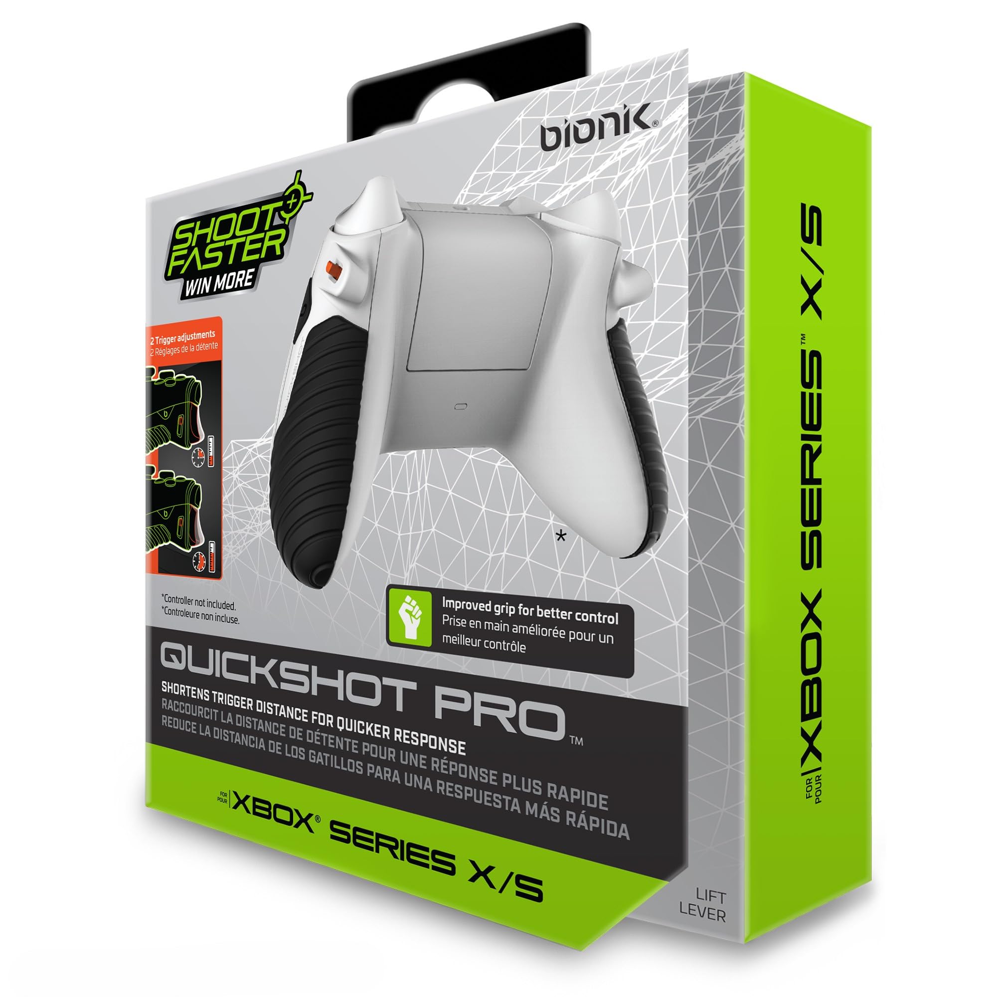 Bionik Quickshot Pro For Xbox Series X/S: Custom Grip and Dual Trigger locks for Faster Shots and Improved Gameplay