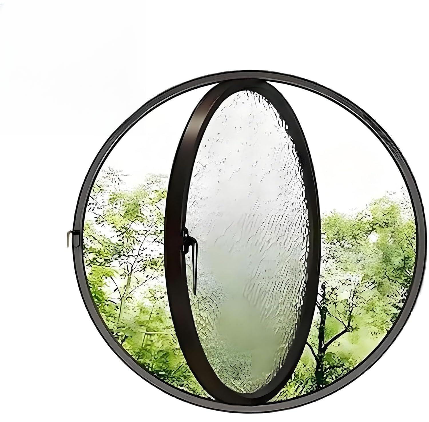 Rotating Porthole Window With Tempered Glass 40 50 60 70 80 90 100cm,360° Round Rotating Glass Windows,Rotatable Ventilation Windows,Suitable for Home,Cafes,Restaurants,Offices 100cm-BlackWave