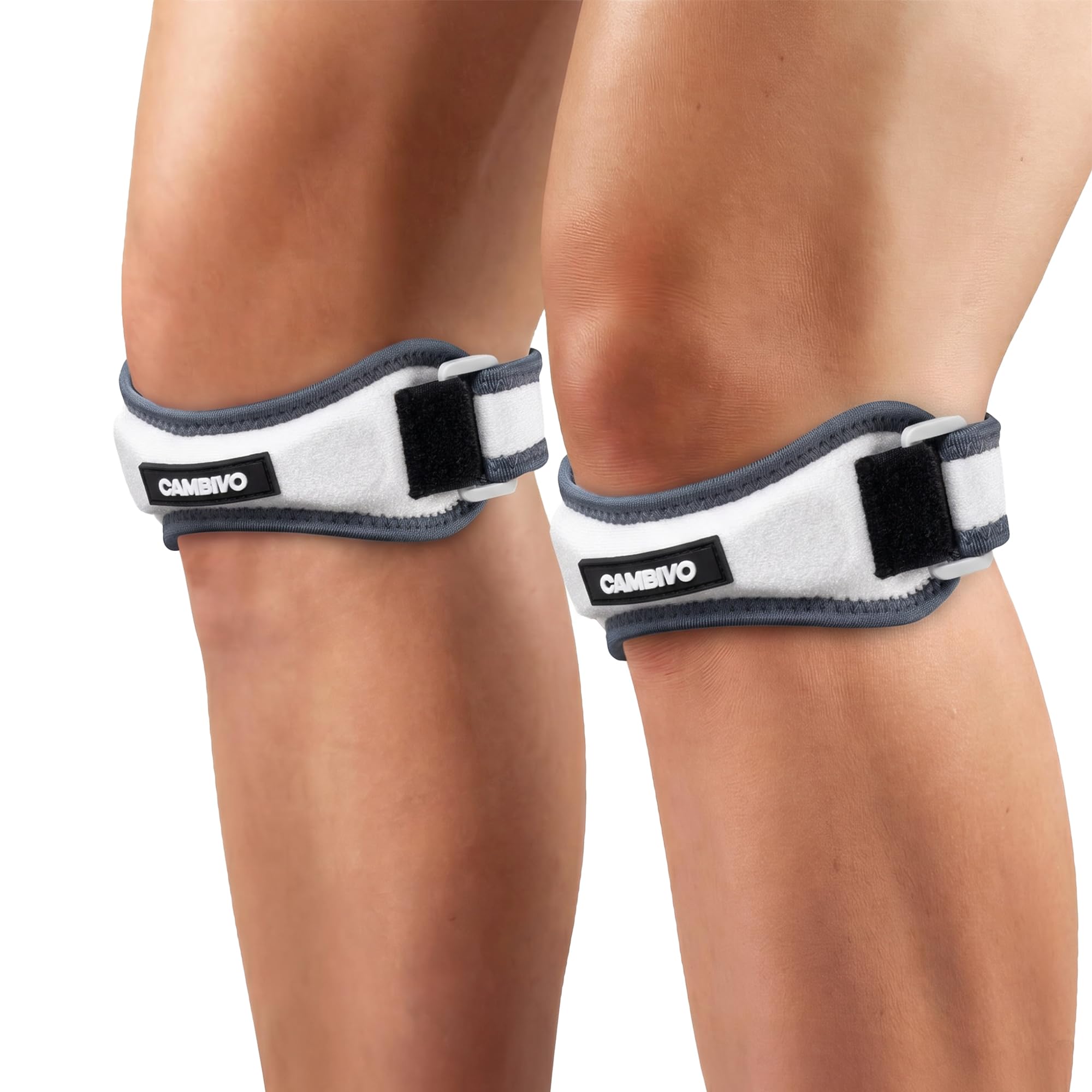 CAMBIVO 2 x Patella Kniebandage, Patellasehnenbandage, Verstellbare Bandage Knie für Damen und Männer beim Sport, Wandern, Fitness, Baseball, Volleyball