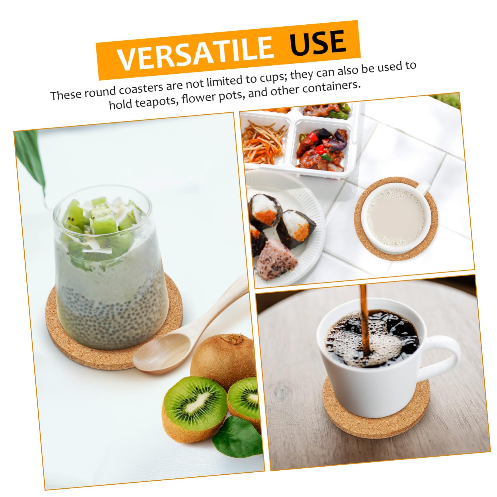 VICASKY 100 pièces Lot de Dessous de Liège Ronds Antidérapants et Isolants pour Boissons Protège-Table Léger et Résistant