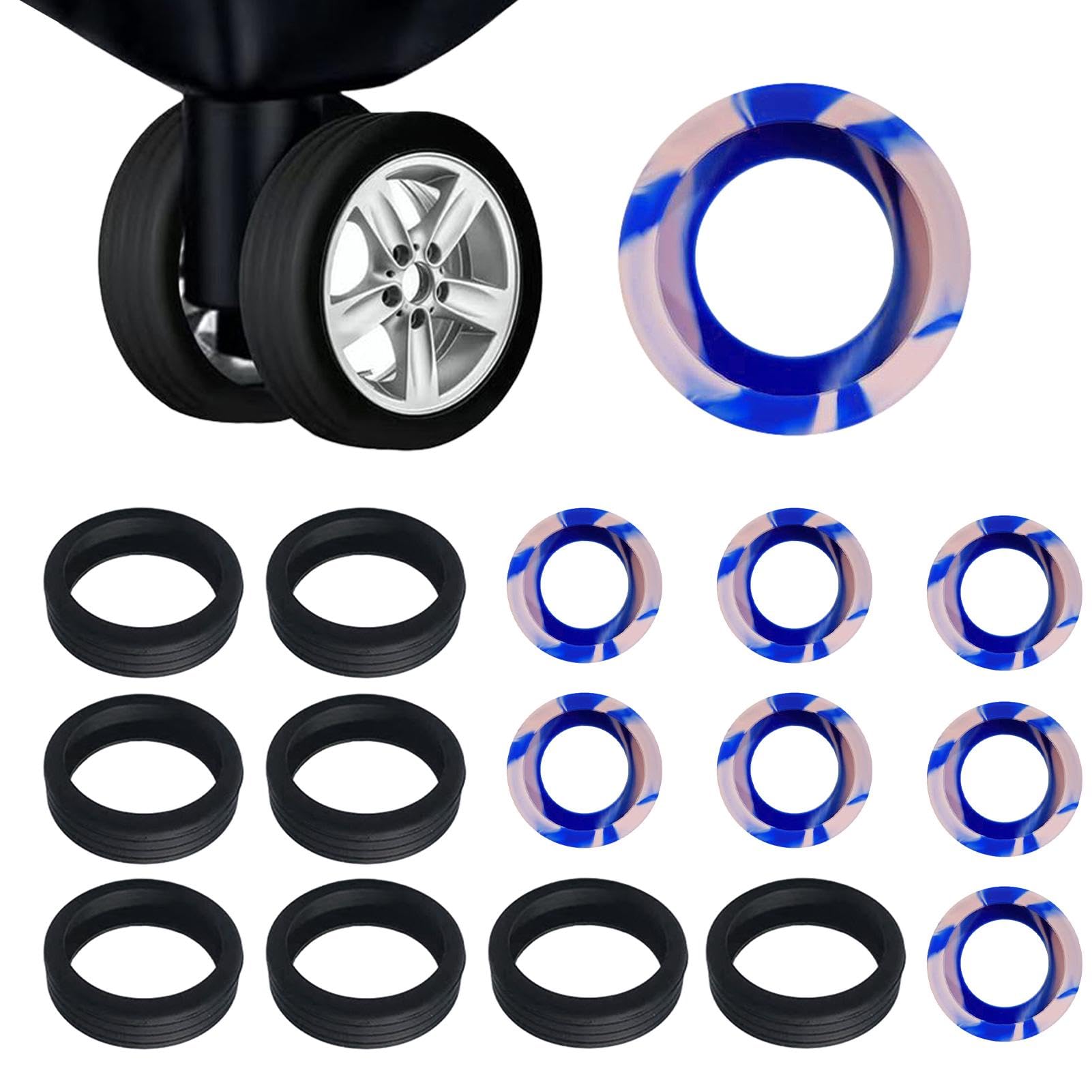 DSFSAEG 16 Pcs Luggage Wheels Cover, Silicone Suitcase Wheels Protection Cover, Reduce Noise Luggage Wheels Caster Protector Covers Spinner Wheel Covers For Most Luggage Suitcase