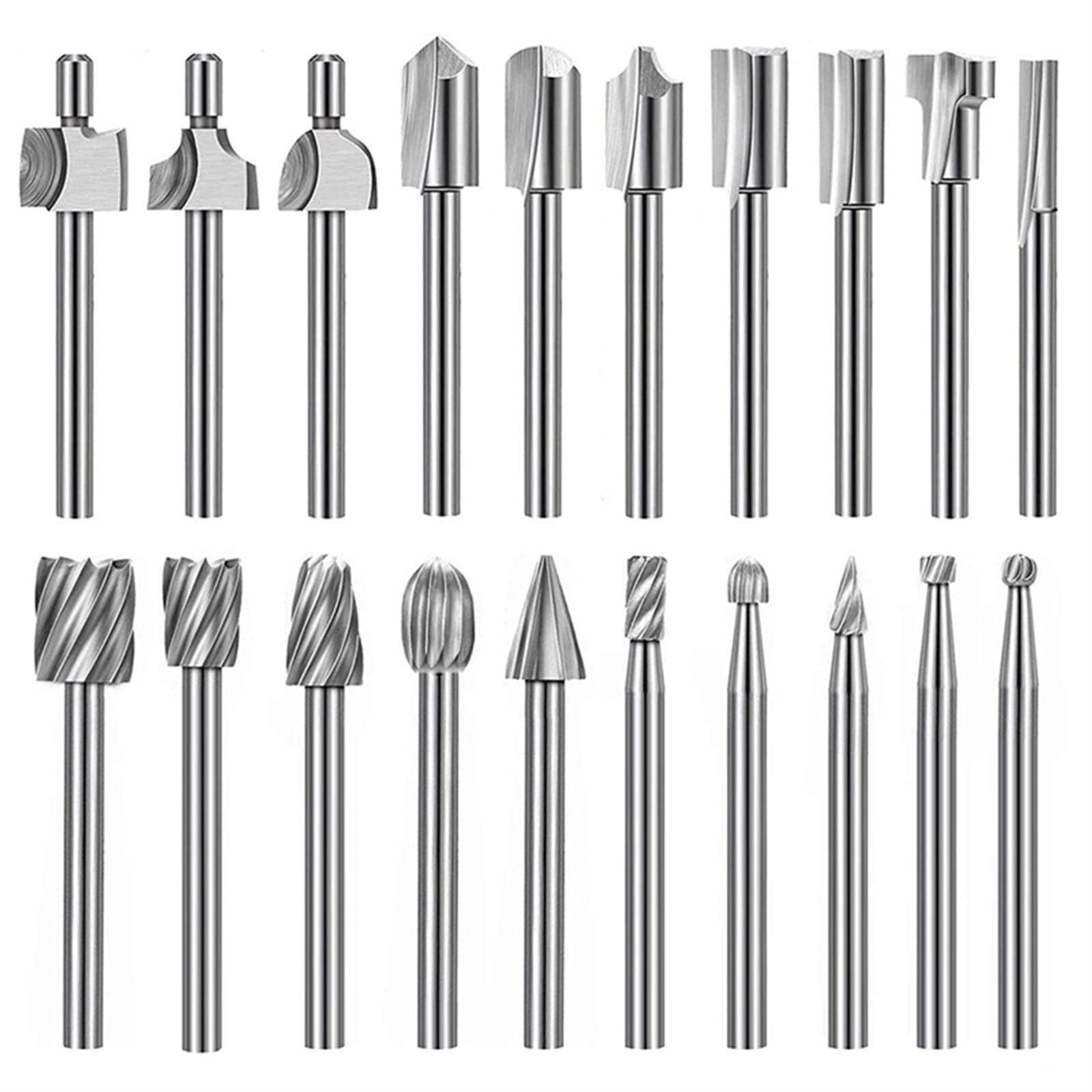 Lima de escofina de metal, juego de limas de aguja, juego de brocas de fresado de 1/8 de pulgada, 20 piezas, cortador de fresado, cuchillo de grabado de carburo for herramientas giratorias, lima resis