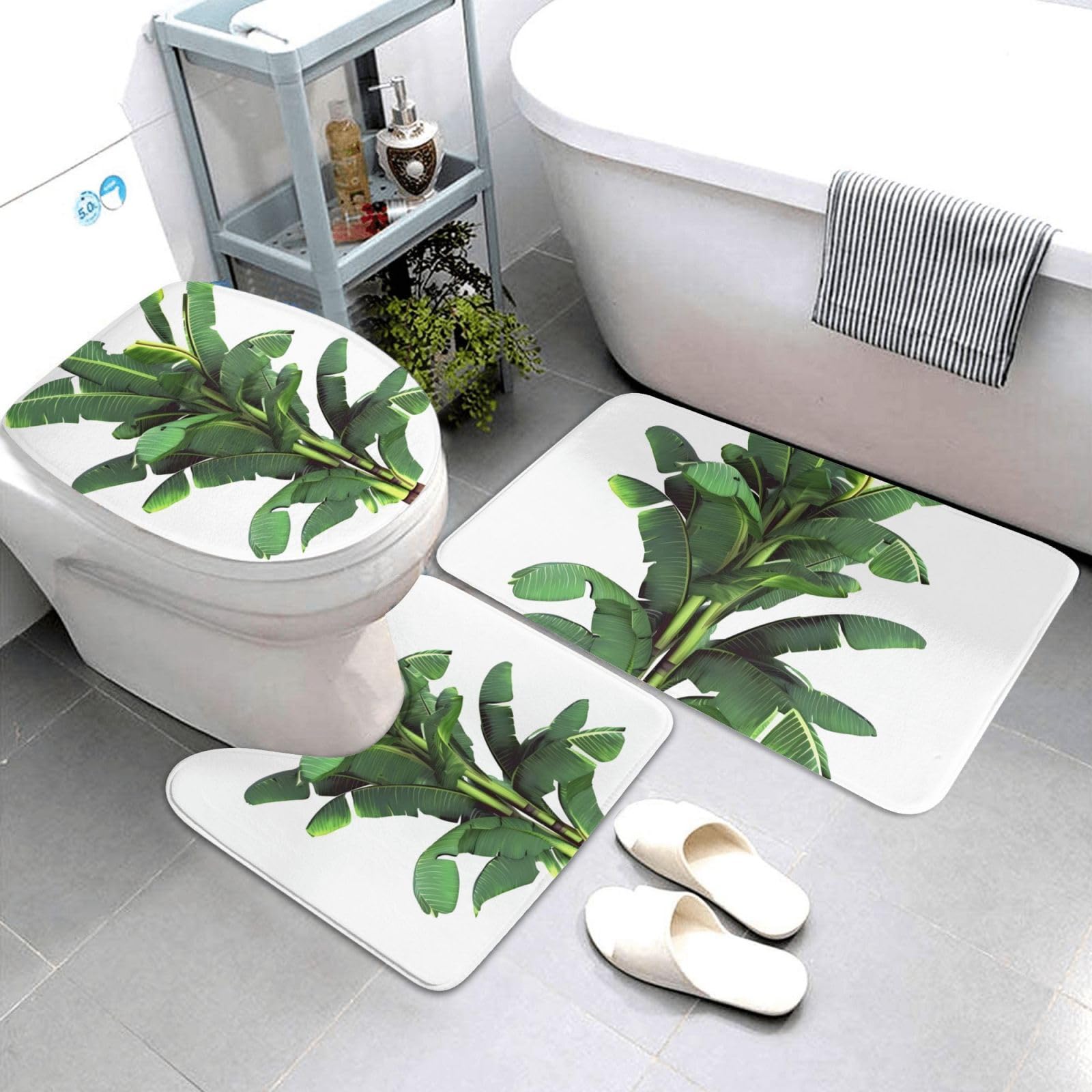 Tapis de bain trois pièces doux pour éviter les pieds froids sur le carrelage de la douche