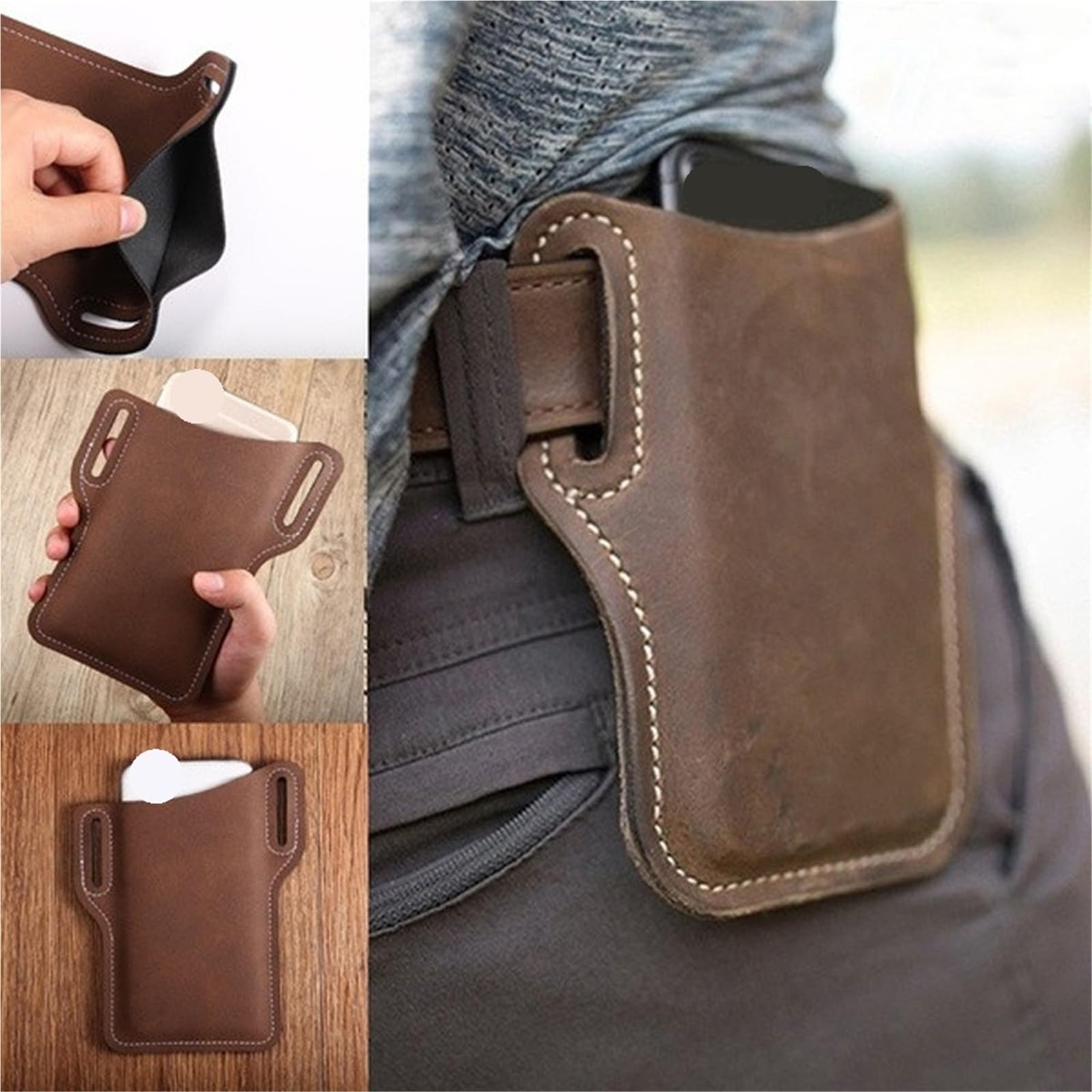 Phone Accessories Case Cover Belt Clip Holster Pouch Purse Vintage Pack Mobile Bag Mini Bags Waist per Escursionismo, Campeggio(Red)
