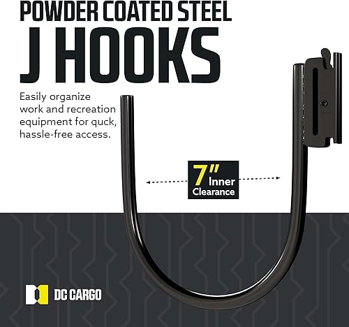Miniatura 2 de DC Cargo - Ganchos E Track J (7 pulgadas, paquete de 2) - Accesorios grandes y resistentes - Gancho colgante para tu sistema de riel ETrack - Uso en