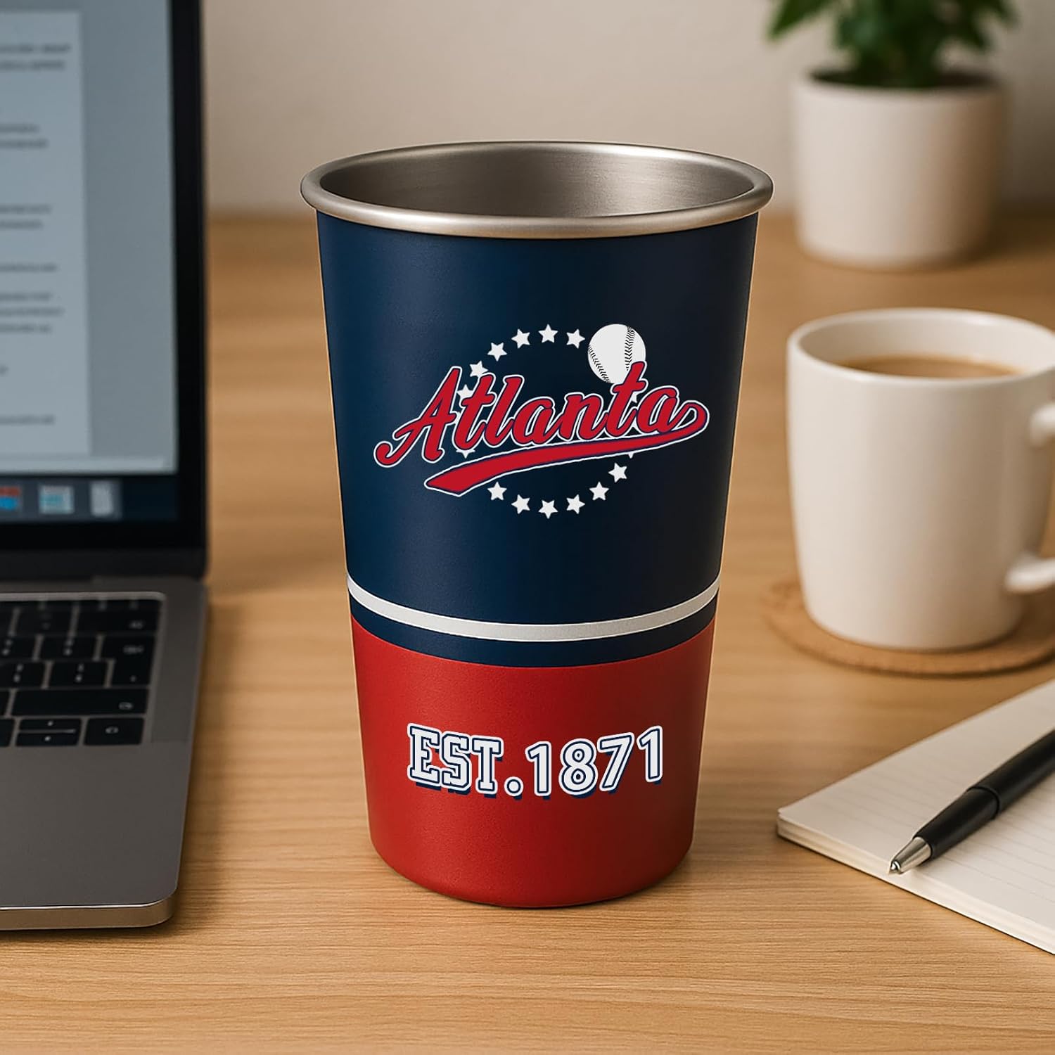 Drinking Cups Set of 4, 16oz Per Cup,Sports Travel Coffee Mug, Stainless Steel, Insulated,Classic Collection Gifts for Fans - Image 6