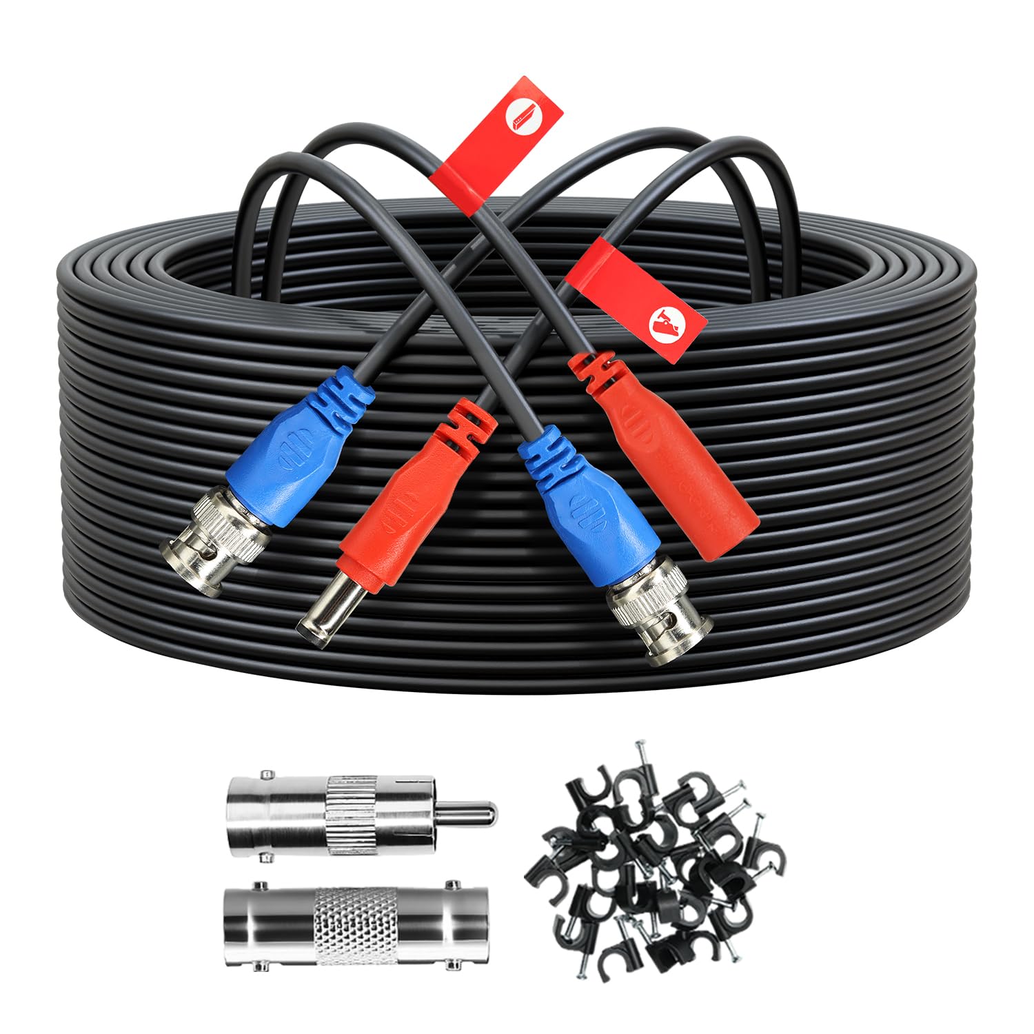 ANLINK 75FT/23M All-in-One Video Power Cable, Premade BNC Video Power Cable Extension Wire for CCTV Security Camera DVR Surveillance Systems, with BNC RCA Connectors & Cable Clips (Black) — image 1