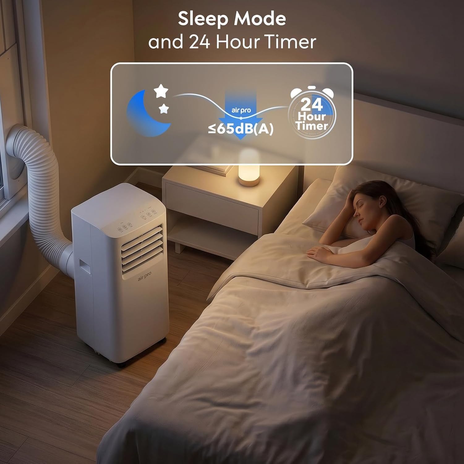 Przenośny Klimatyzator 12000 BTU 4w1 Smart WiFi Pilot 24h Timer Zestaw Zatokowy Wydajne Mobilne Chłodzenie Do Domu Biura 30m² Klasa Energetyczna A, Comes With U, White, 5000 BTU